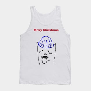 Cat In The Christmas Hat Tank Top